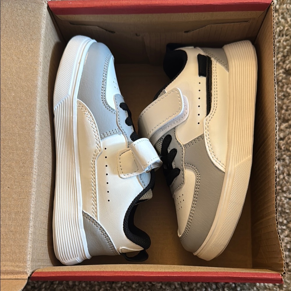 Kids White and Gray Sneakers